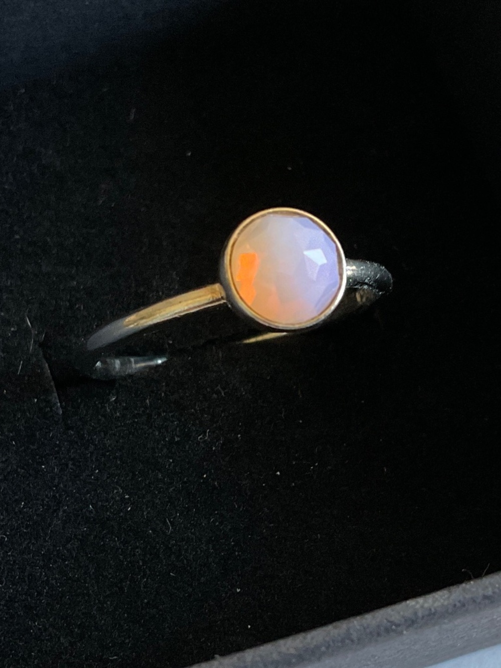 Pandora Opalescent Stone Ring with Orange Flash